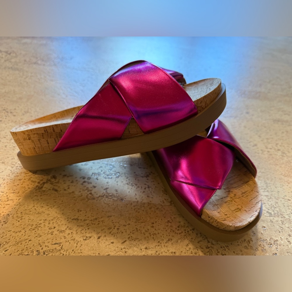 Aerosoles Baily Metallic Pink Slide Sandals, size 8.5